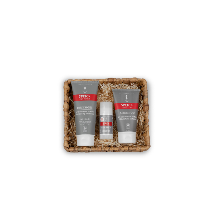 Speick Men Active Pflegekörbchen „Sportliche Auszeit“ – Duschgel, Shampoo & Deo Stick