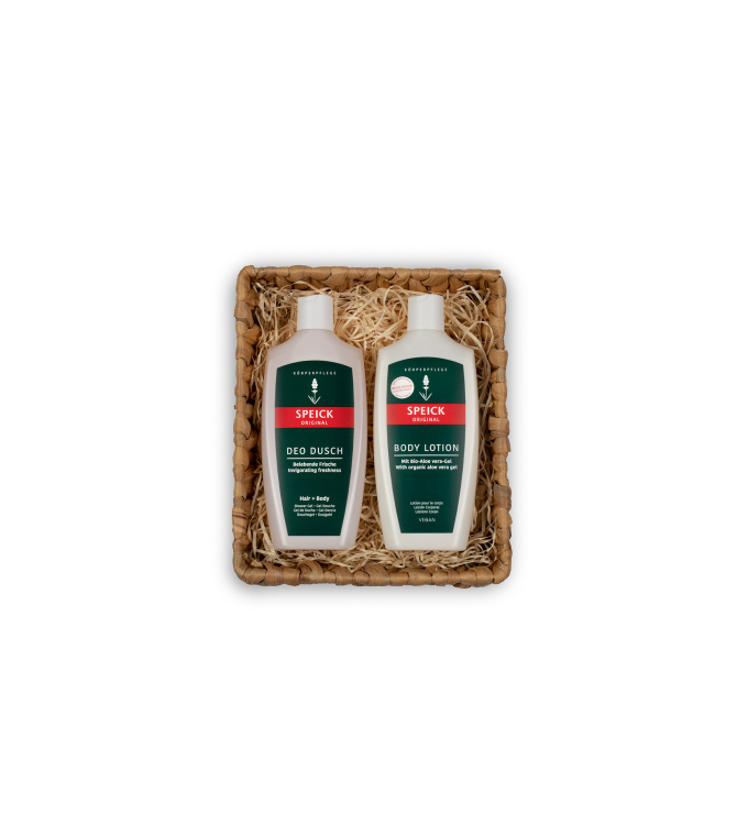Speick Original Geschenkset „Klassische Auszeit“ – Pflegekörbchen mit Deo Dusch & Body Lotion