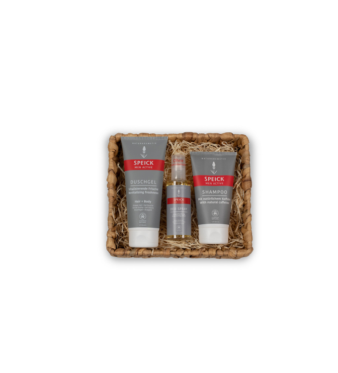 Speick Men Active Pflegekörbchen „Aktive Frische“ – Duschgel, Shampoo & Deo Spray